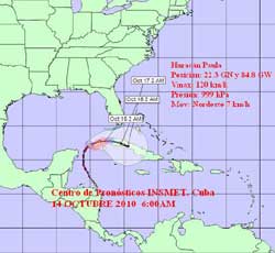 Aviso de ciclón tropical No. 11. Huracán Paula