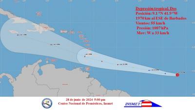 Se forma Depresión Tropical Dos en el Atlántico central